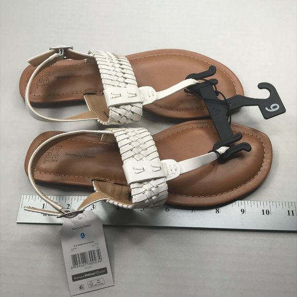 Time And Tru Women's Size 9 White Whip Stitch Thong Sandal New With Tags - Picture 9 of 11